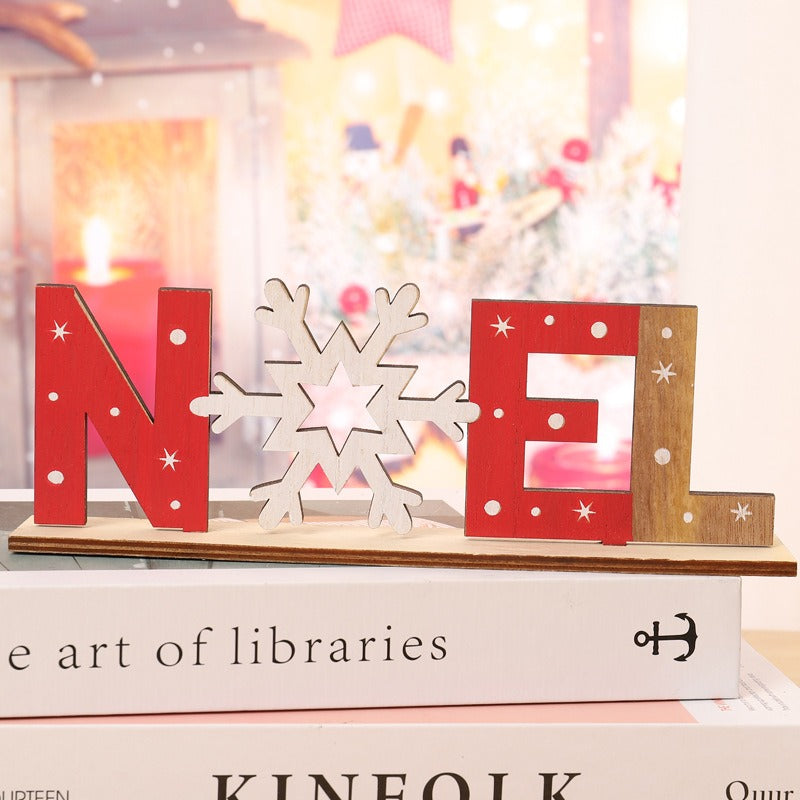 Panneaux de lettres peintes en bois de Noël, assemblage de bricolage, ornements de lettres imprimées de bureau, articles de décoration de Noël