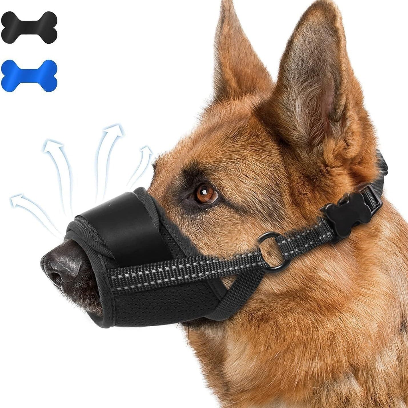 Masques anti-aboiements et anti-morsures pour chiens. Tailles : grandes et moyennes.