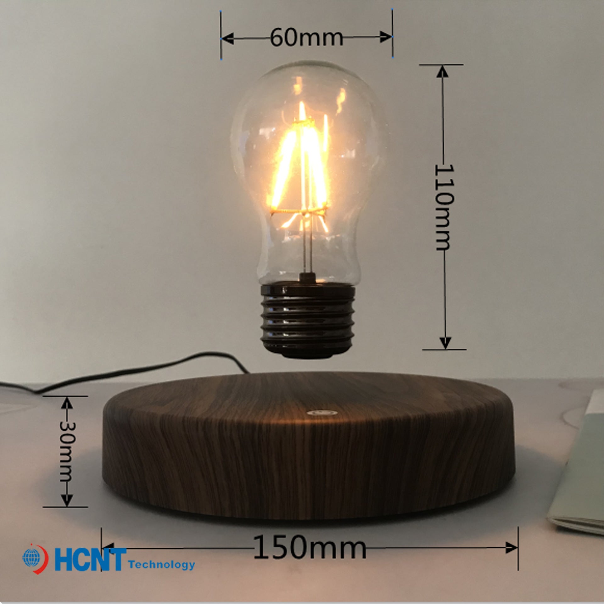 Ampoule à lévitation magnétique imitation bois, veilleuse, décoration de chevet, lampe de table, cadeau d'anniversaire créatif pour petite amie