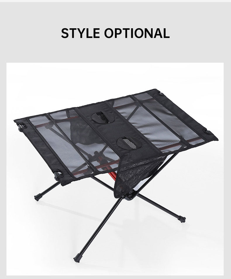 Table pliante ultra légère pour camping en plein air, camping-car, barbecue portable, pique-nique, trou pour tasse, sac pour téléphone portable, petite table