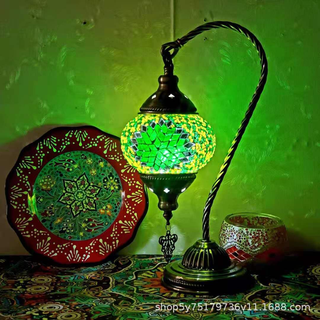 Table de chevet en mosaïque rétro marocaine exotique, coiffeuse Little Swan Cafe, table basse, lampe décorative