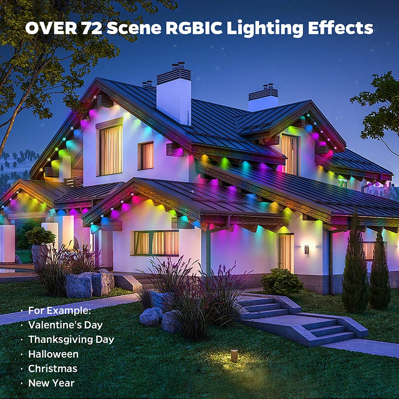 Guirlande lumineuse LED RGB étanche à 60 LED pour extérieur, 30 m, éclairage permanent pour scène, Noël, anniversaire, vacances, fête