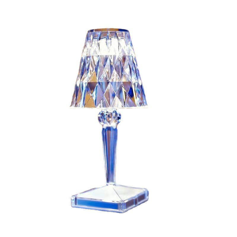 Lampe de bureau créative USB en cristal de diamant, rechargeable, tactile et haut de gamme
