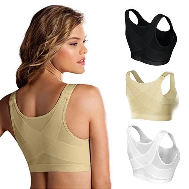 Nouveau soutien-gorge de fitness grande taille sans coussinets de poitrine, boucle avant pour la respirabilité et le confort, et soutien-gorge de sport sans anneaux en acier