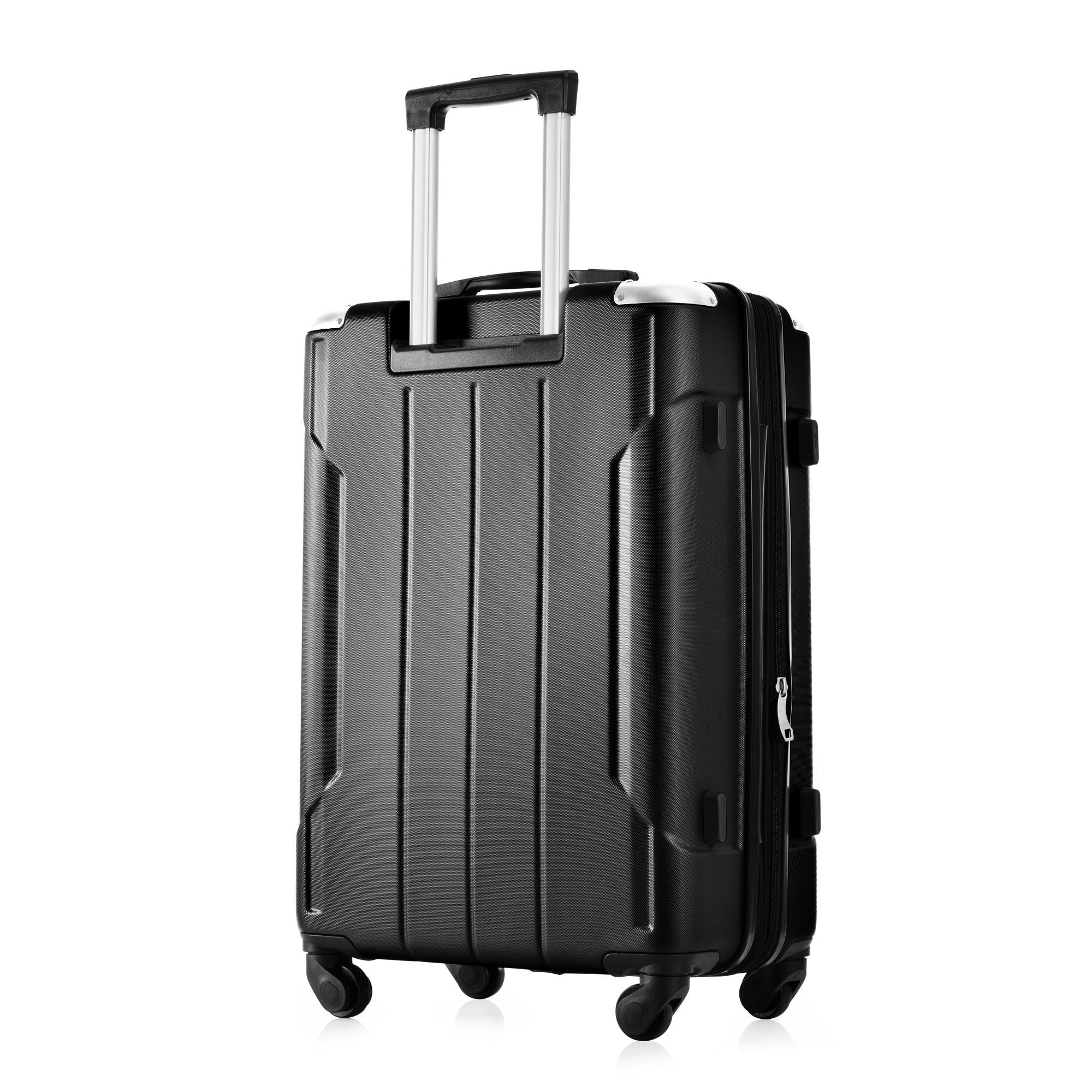 Ensemble de 3 valises rigides à roulettes avec serrure TSA, légères, 50,8 cm, 61 cm, 71 cm, noires et ABS