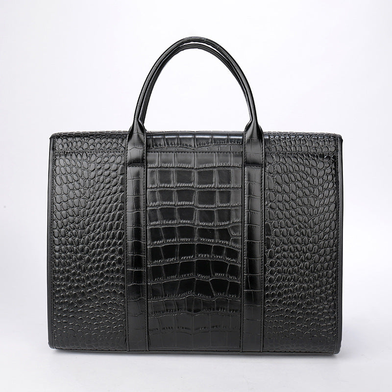 Sacoche pour ordinateur portable en cuir motif crocodile pour homme