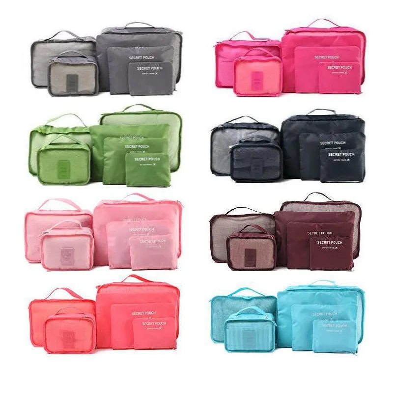 Ensemble de 6 sacs de rangement de voyage, sac de tri de vêtements imperméable, ensemble de 6 sacs de rangement de voyage