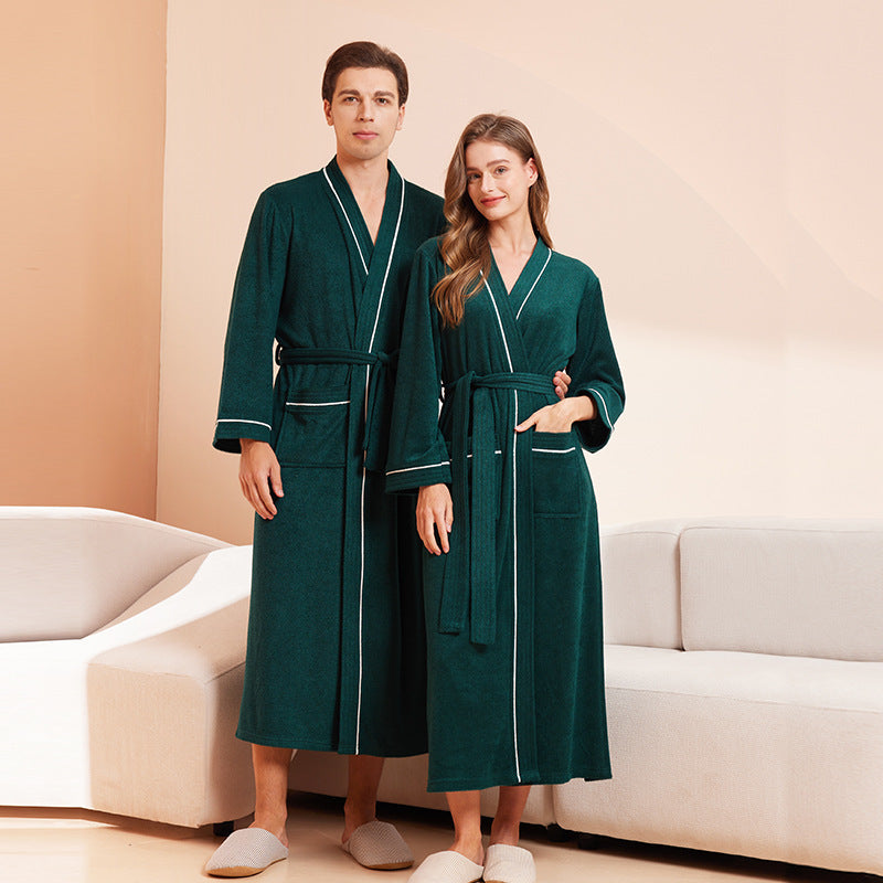 Peignoir homme et femme serviette tissu yukata à manches longues serviette de bain peignoir absorbant séchage rapide style quatre saisons