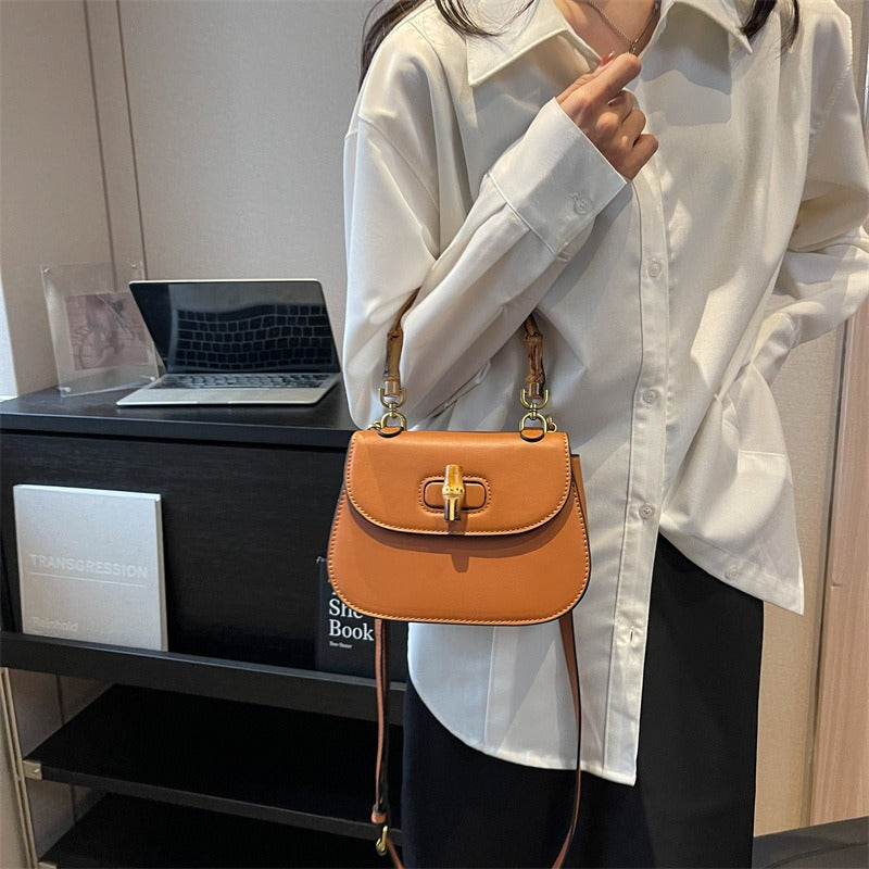Sac à main en bambou pour femme, sac à bandoulière rétro