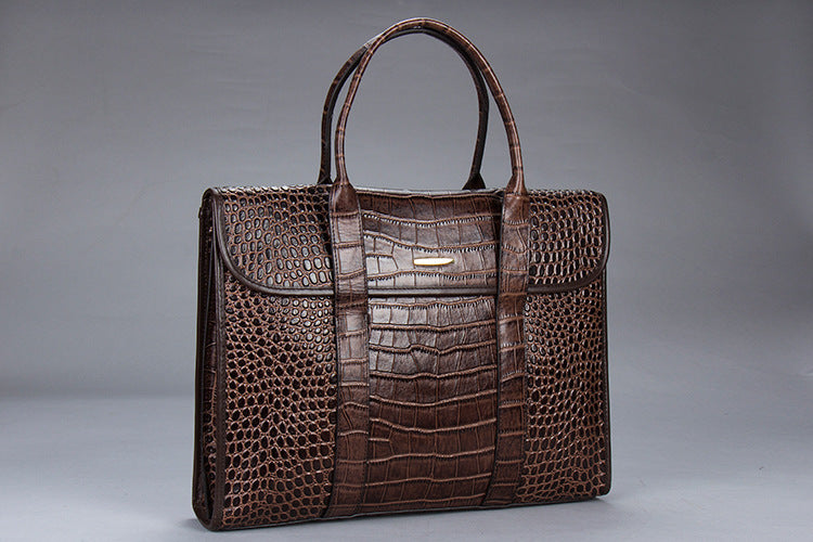 Sacoche pour ordinateur portable en cuir motif crocodile pour homme