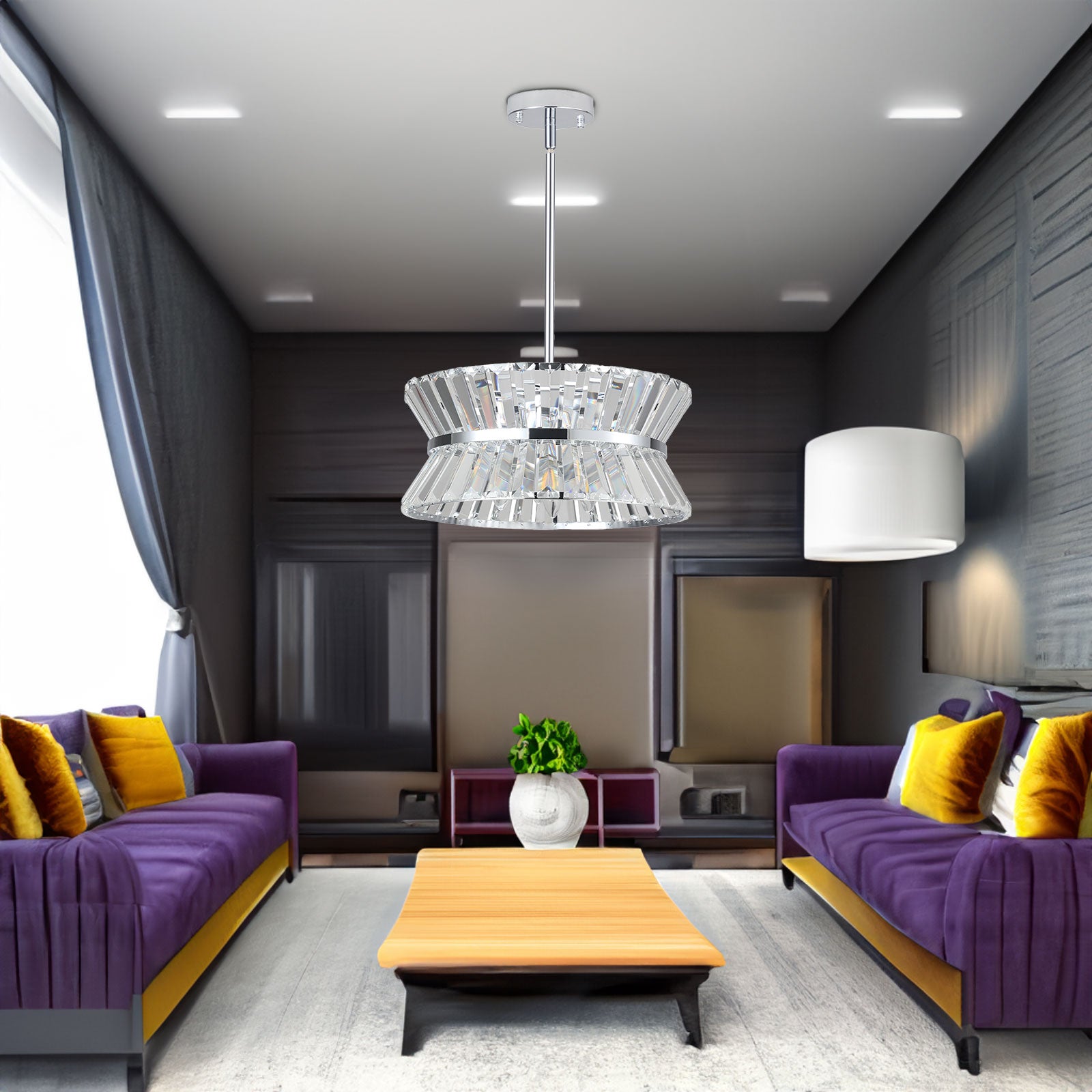 Modern Crystal Chandelier for Living-Room Round Cristal Lamp Luxury Home Decor Light Fixture