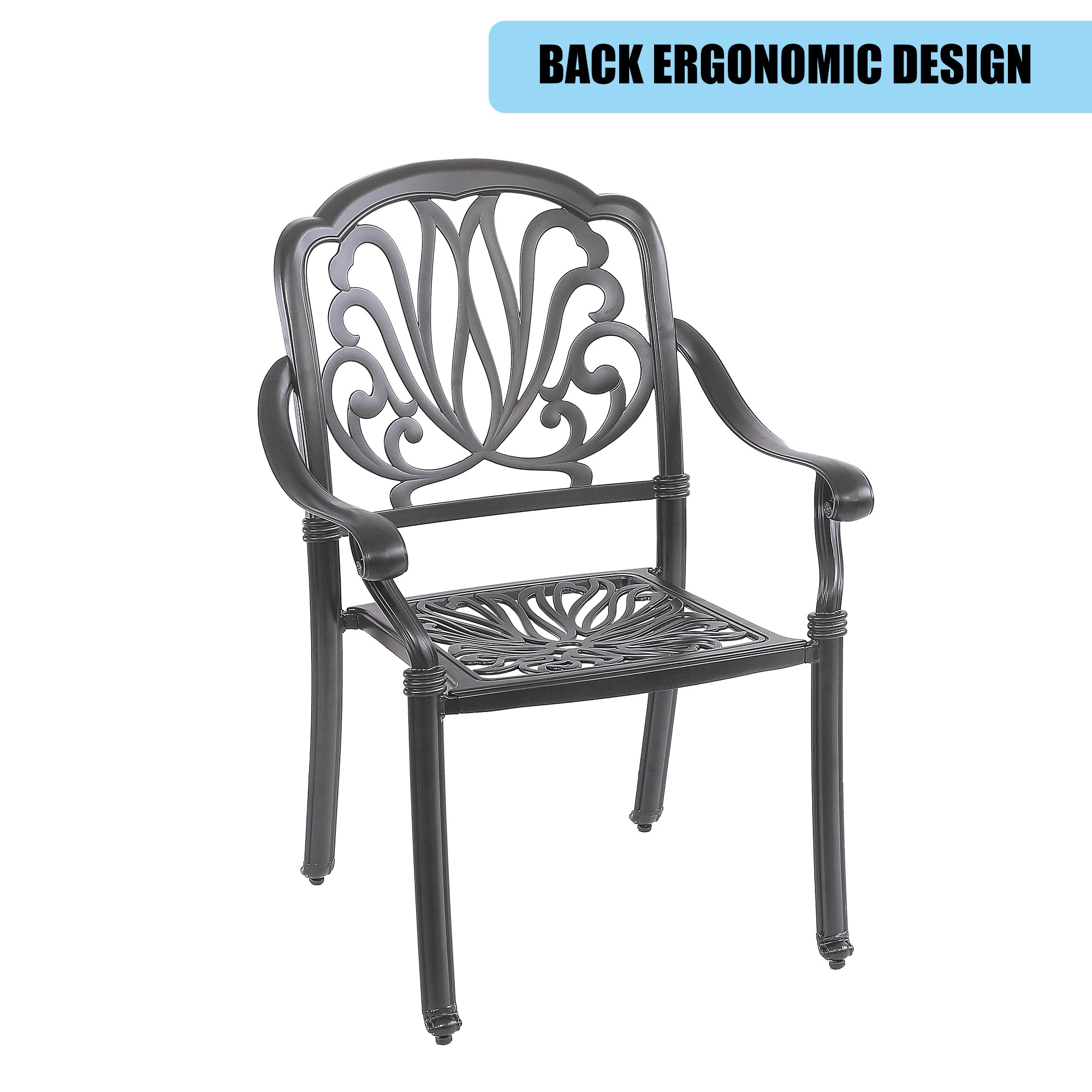 Ensemble de 5 tables à manger pour meubles d'extérieur comprenant 1 table ronde et 4 chaises avec trou pour parasol