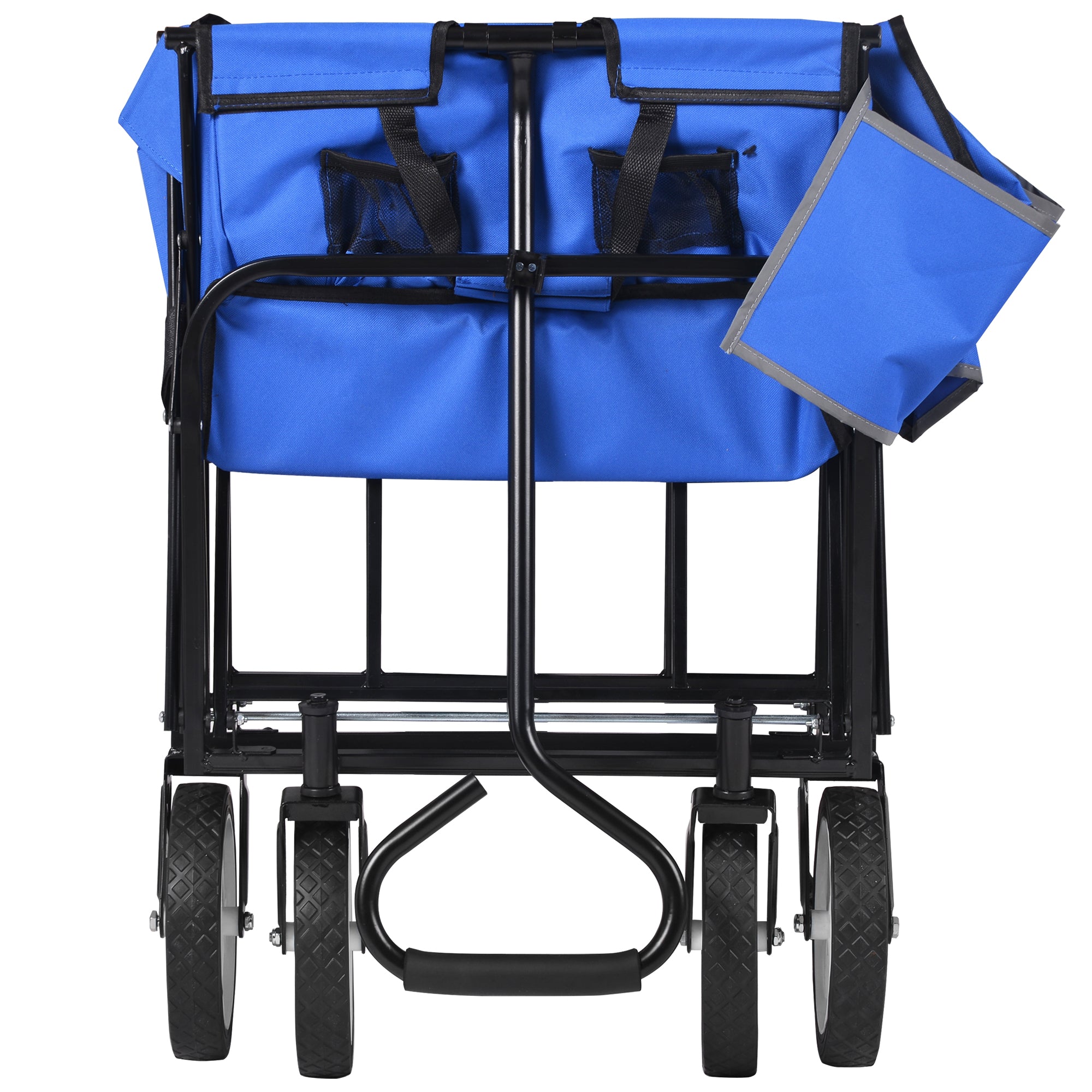 Folding Wagon Garden Shopping Beach Cart (Blue)