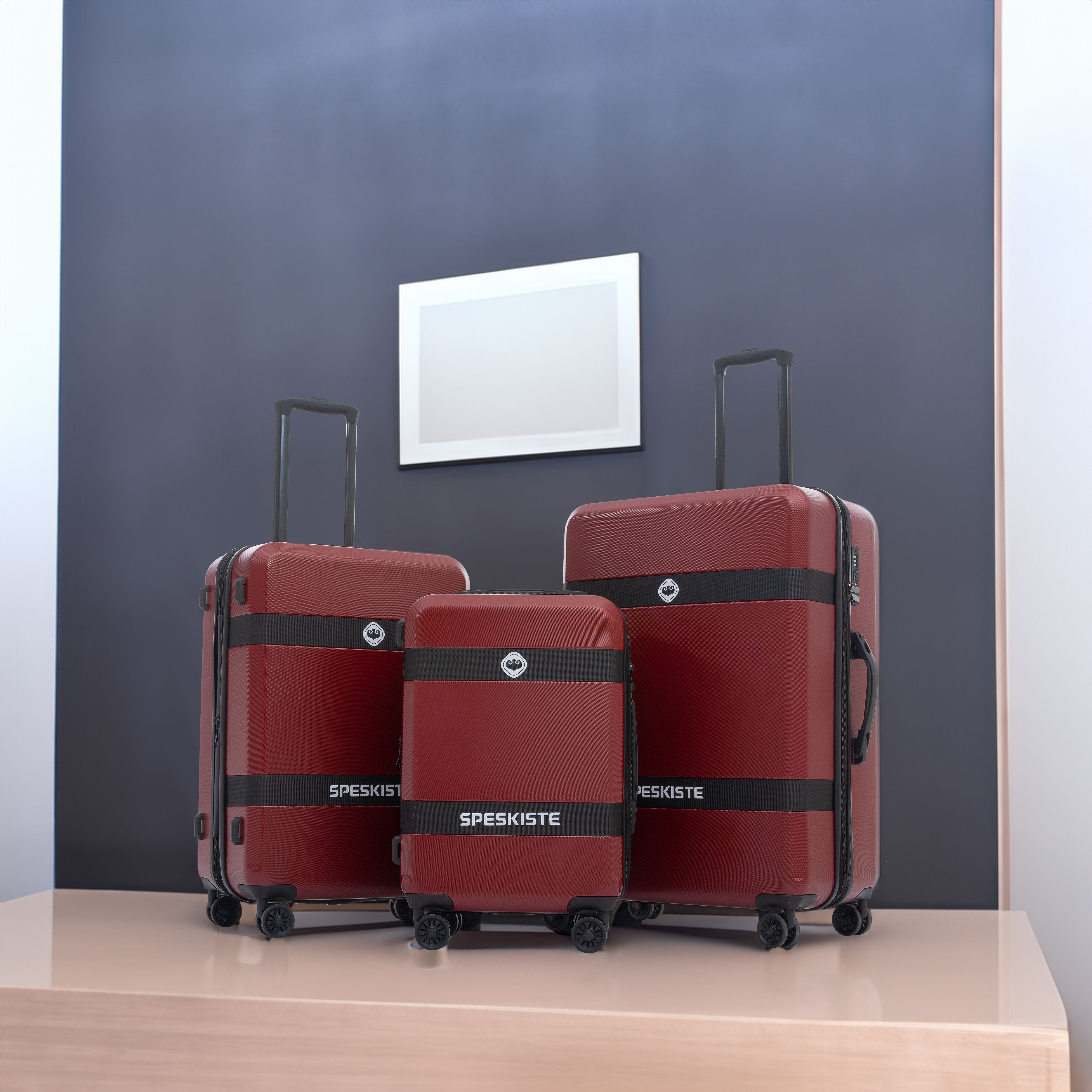 Ensemble de bagages extensibles, nouveau modèle, ABS et PC, 3 pièces, avec roulettes pivotantes, serrure TSA légère (20/24/28), rouge