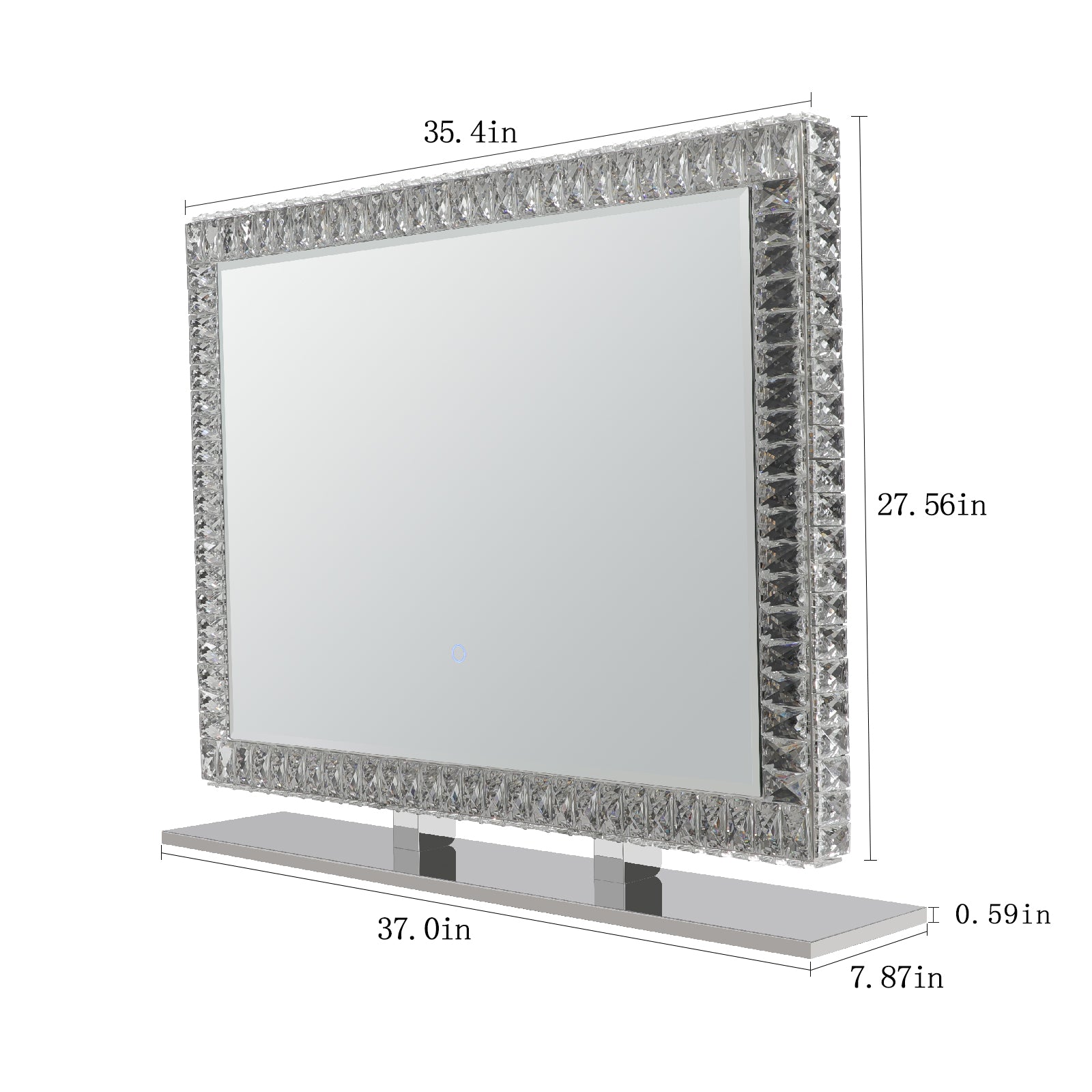 Miroir lumineux LED en cristal avec lumières à intensité variable