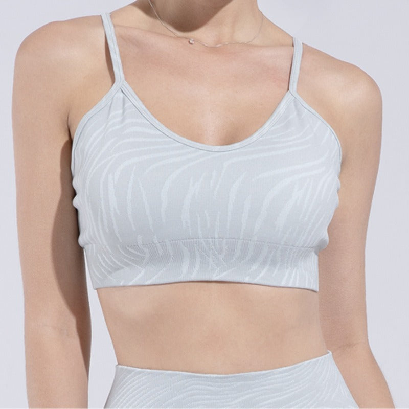 Ensemble de yoga sans coutures, haut à bretelles antichoc, manches courtes, taille haute, pantalon de fitness, ensemble quatre pièces