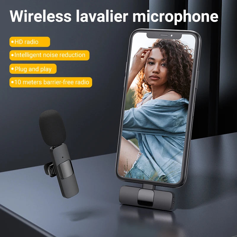 Kit de vlogging sans fil MAMEN, trépied pour téléphone avec microphone cravate, lumière LED pour iPhone, Android, smartphone, boîte à outils de diffusion en direct