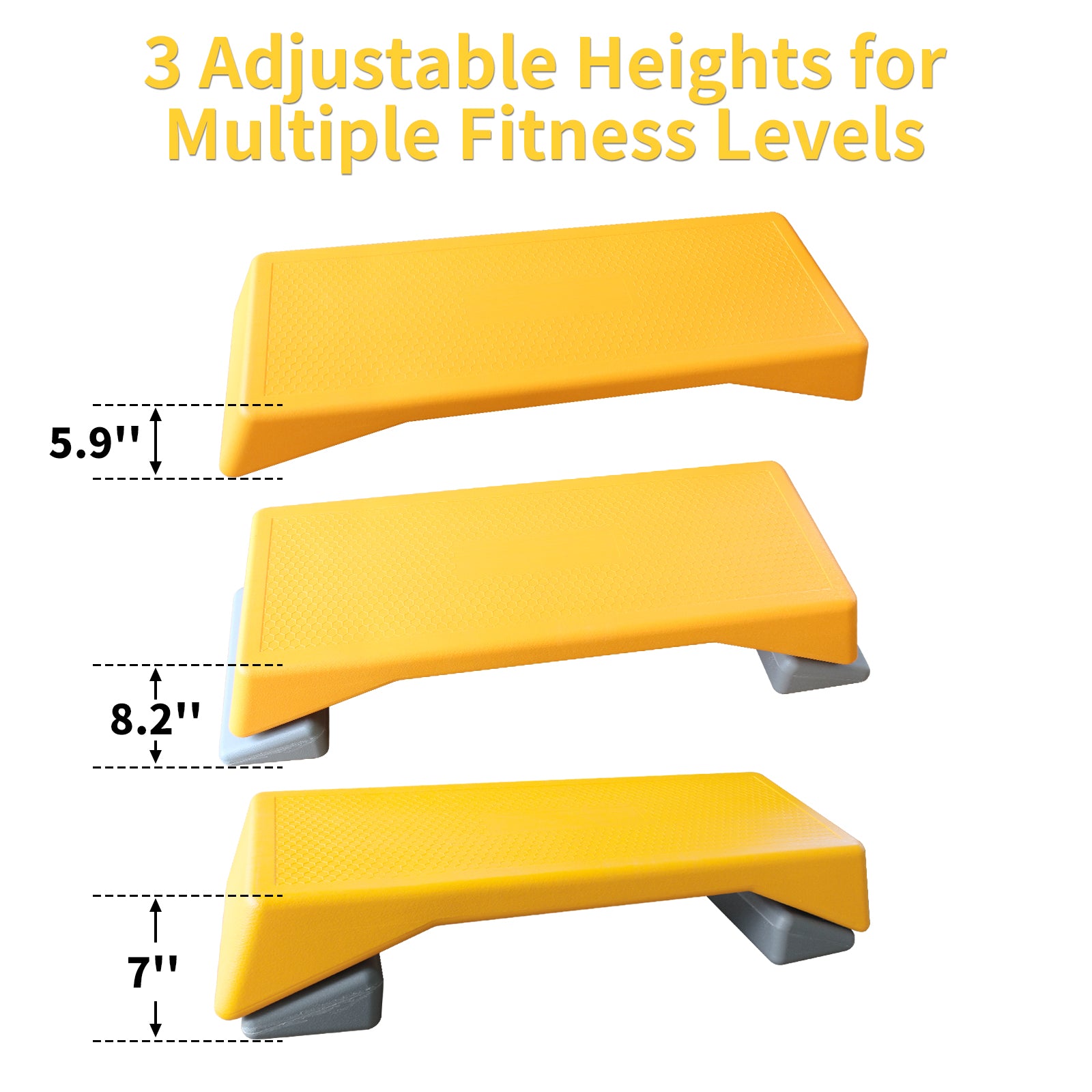Plateforme d'aérobic réglable en hauteur, équipement de fitness, stepper, plateforme d'exercice, coussin de levage coulissant, jaune