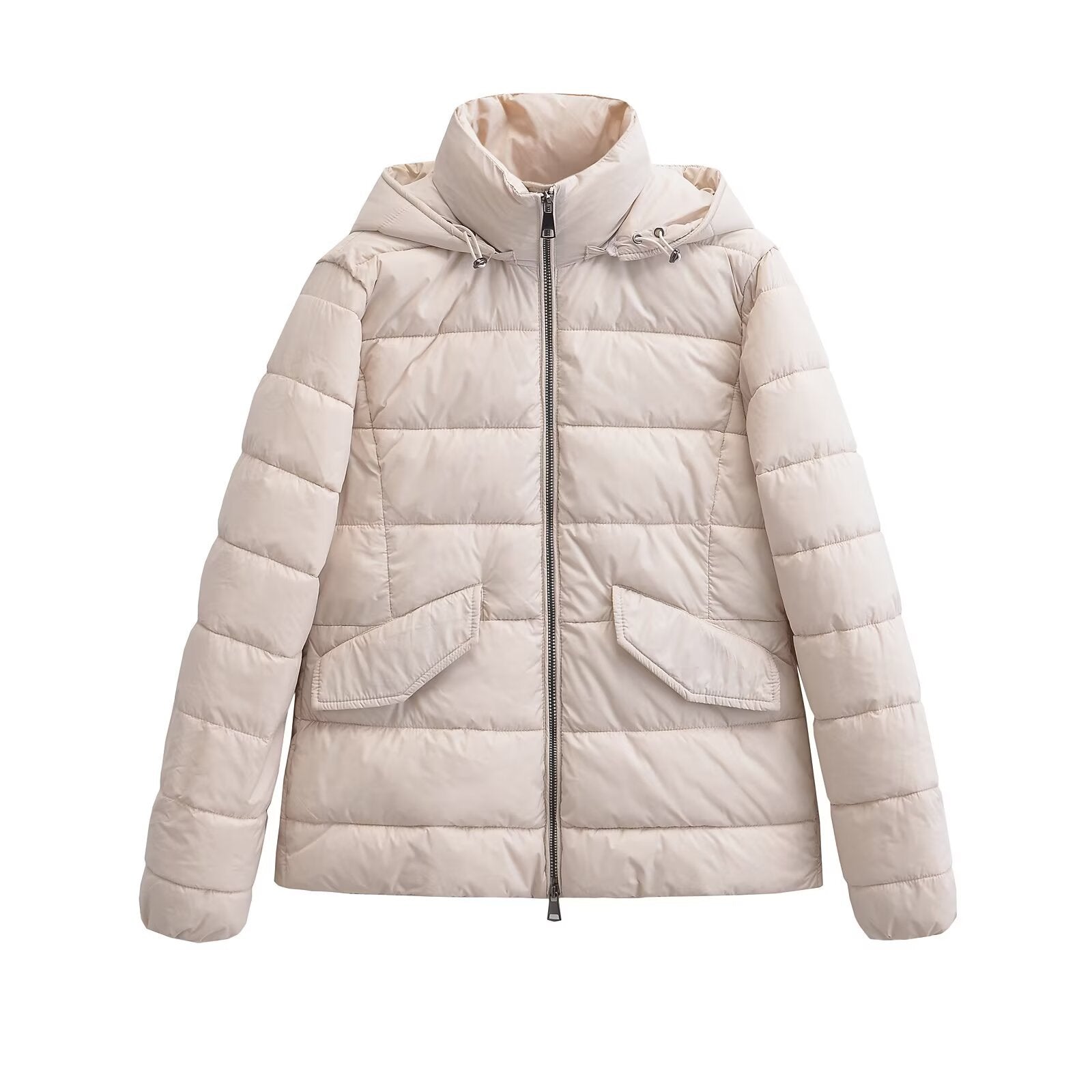 Standing collar hooded cotton jacket