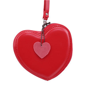 Petit portefeuille pour femme, porte-monnaie en cuir, motif cœur rouge, mini pochette tendance, porte-monnaie pour étudiante
