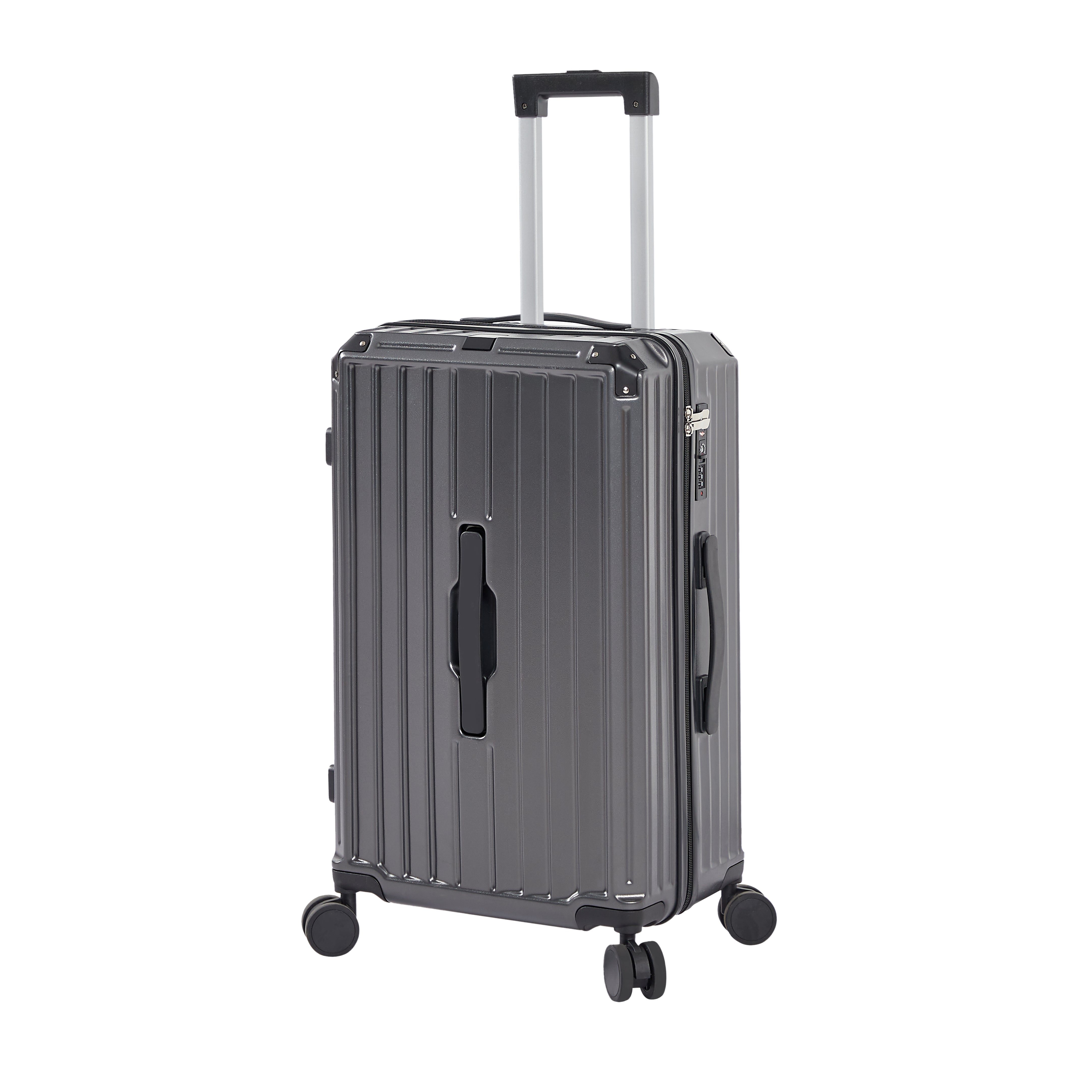Ensemble de 4 valises (50, 61, 73, 74 cm, sac de voyage), valises légères et résistantes en PC et ABS avec porte-gobelet pliable, serrure TSA, gris