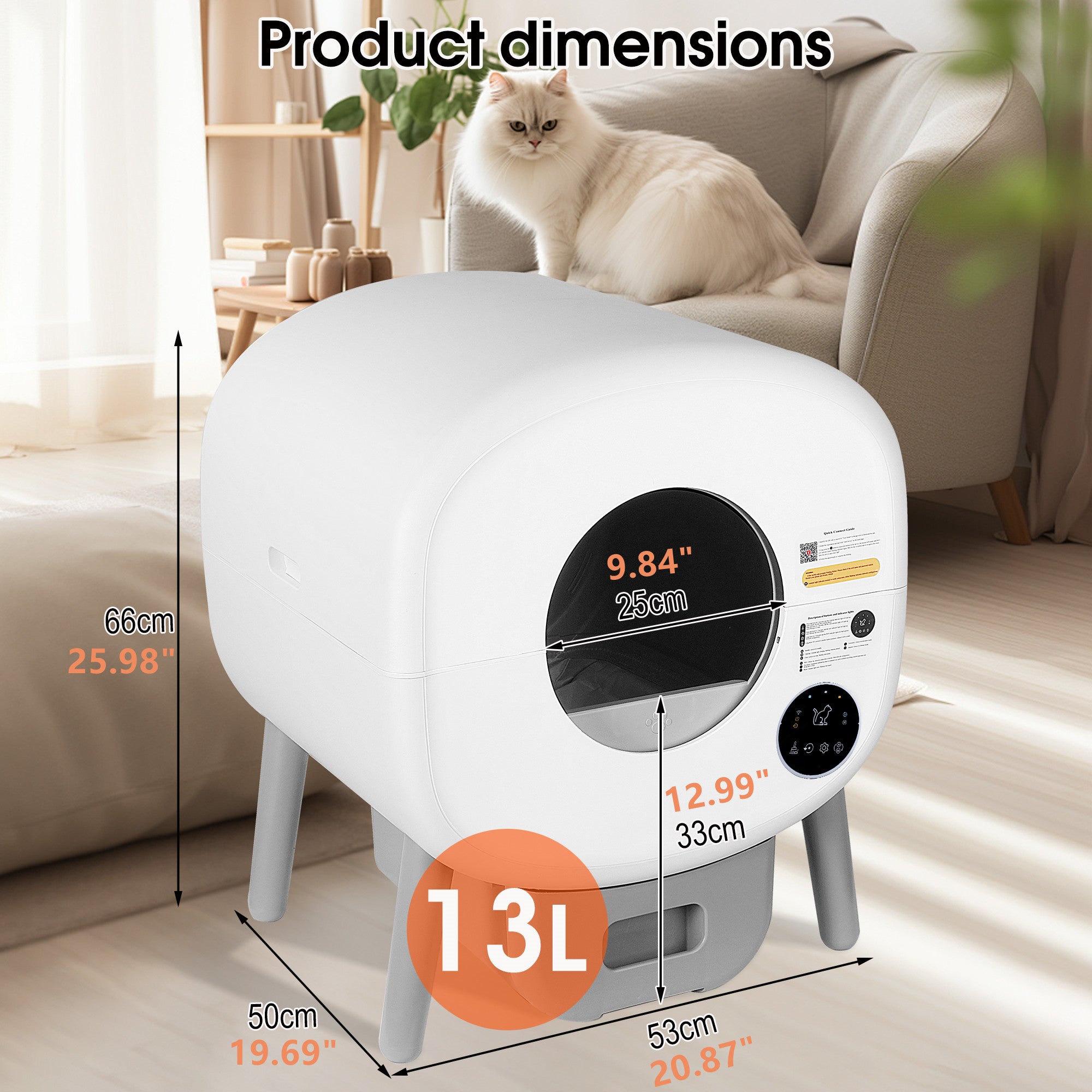 Bac à litière automatique intelligent pour chat, grande capacité, autonettoyant, avec fonction infrarouge/gravité/lumière ambiante (modèle B)