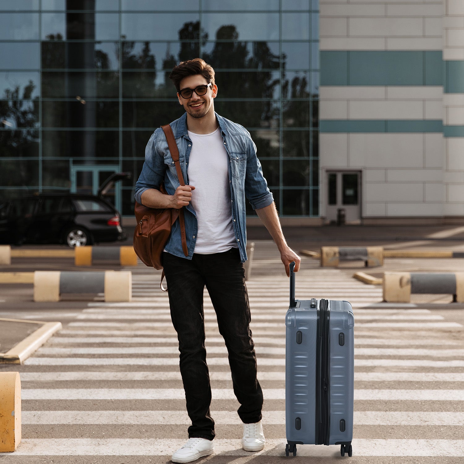 Ensemble de bagages extensibles, nouveau modèle, ABS et PC, 3 pièces, avec roulettes pivotantes, serrure TSA légère (20/24/28), gris acier