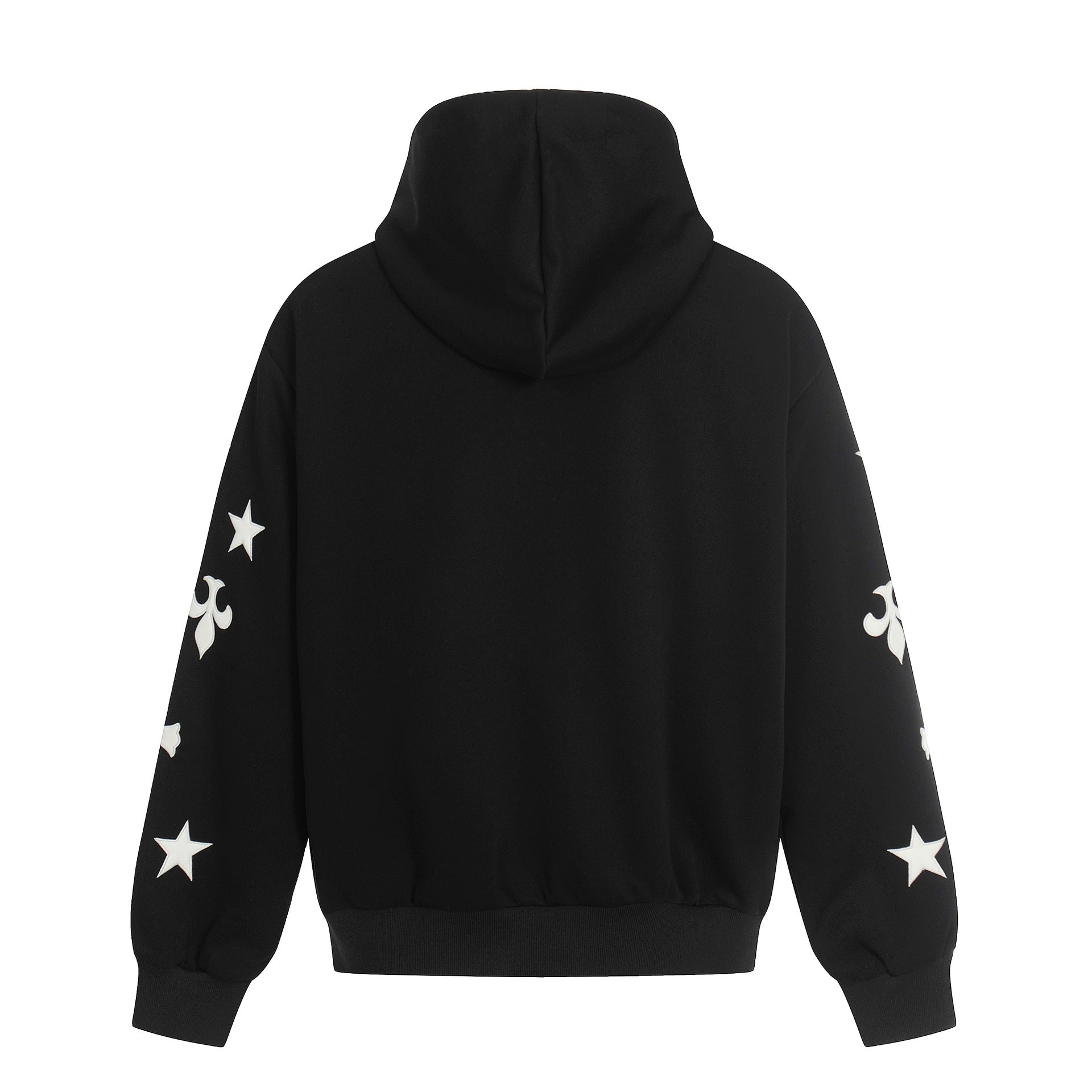 Leather Patch Embroidery Design Zipper Hooded Loose Fit