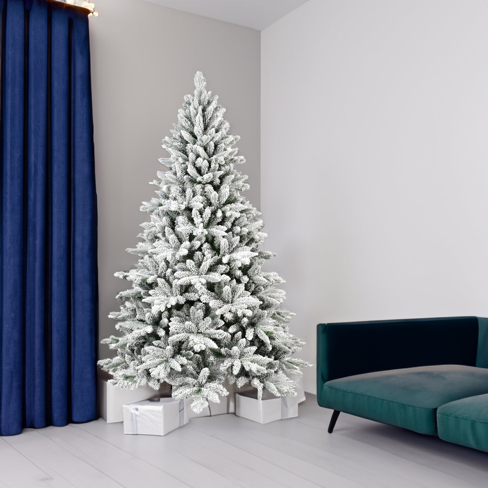 Sapin de Noël floqué en PE et PVC de 1,5 m