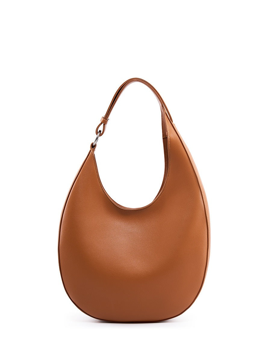 Sac à bandoulière simple en cuir véritable pour femme, sac de niche en forme de croissant, sac fourre-tout à bandoulière polyvalent et tendance