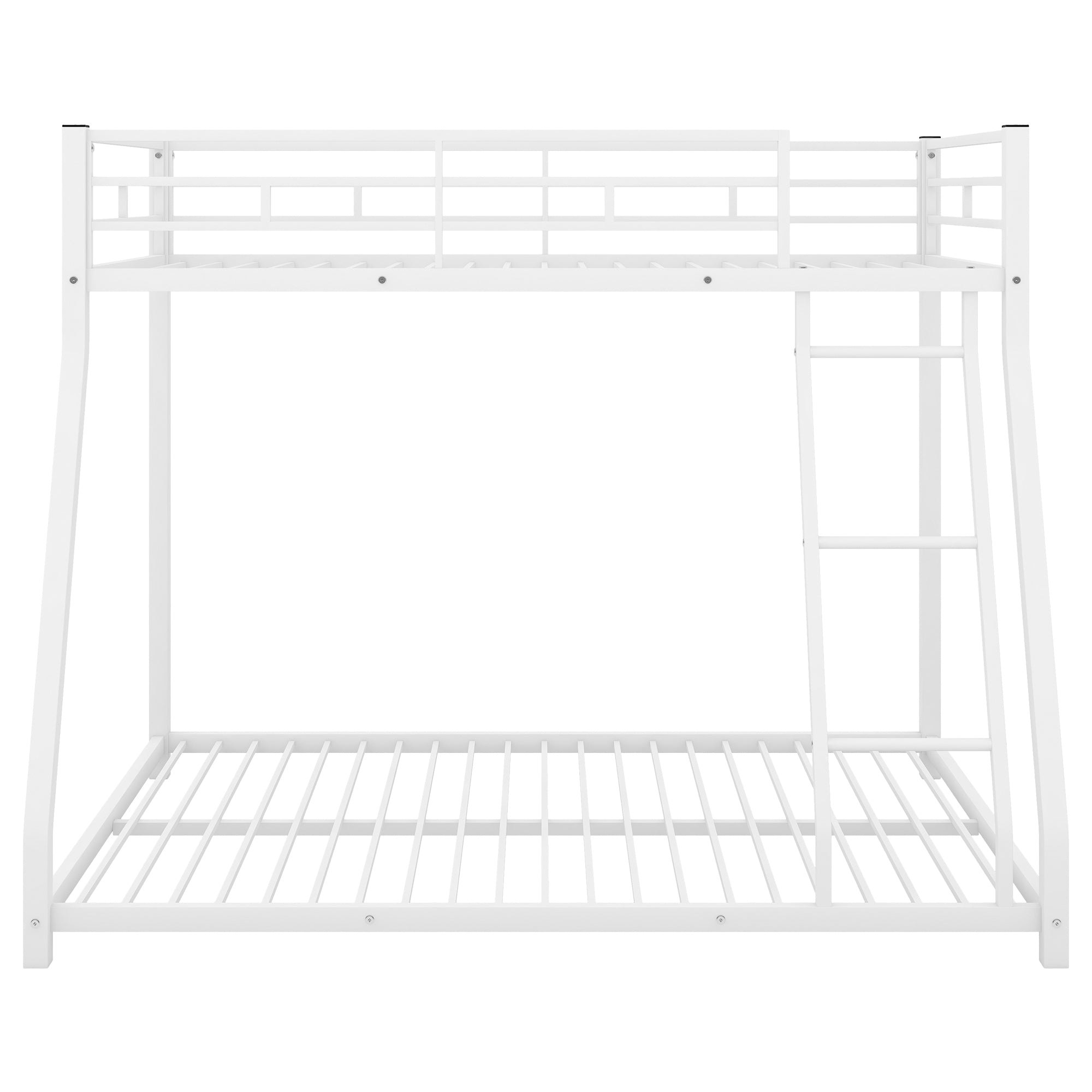 Metal Floor Bunk Bed Twin over Full White