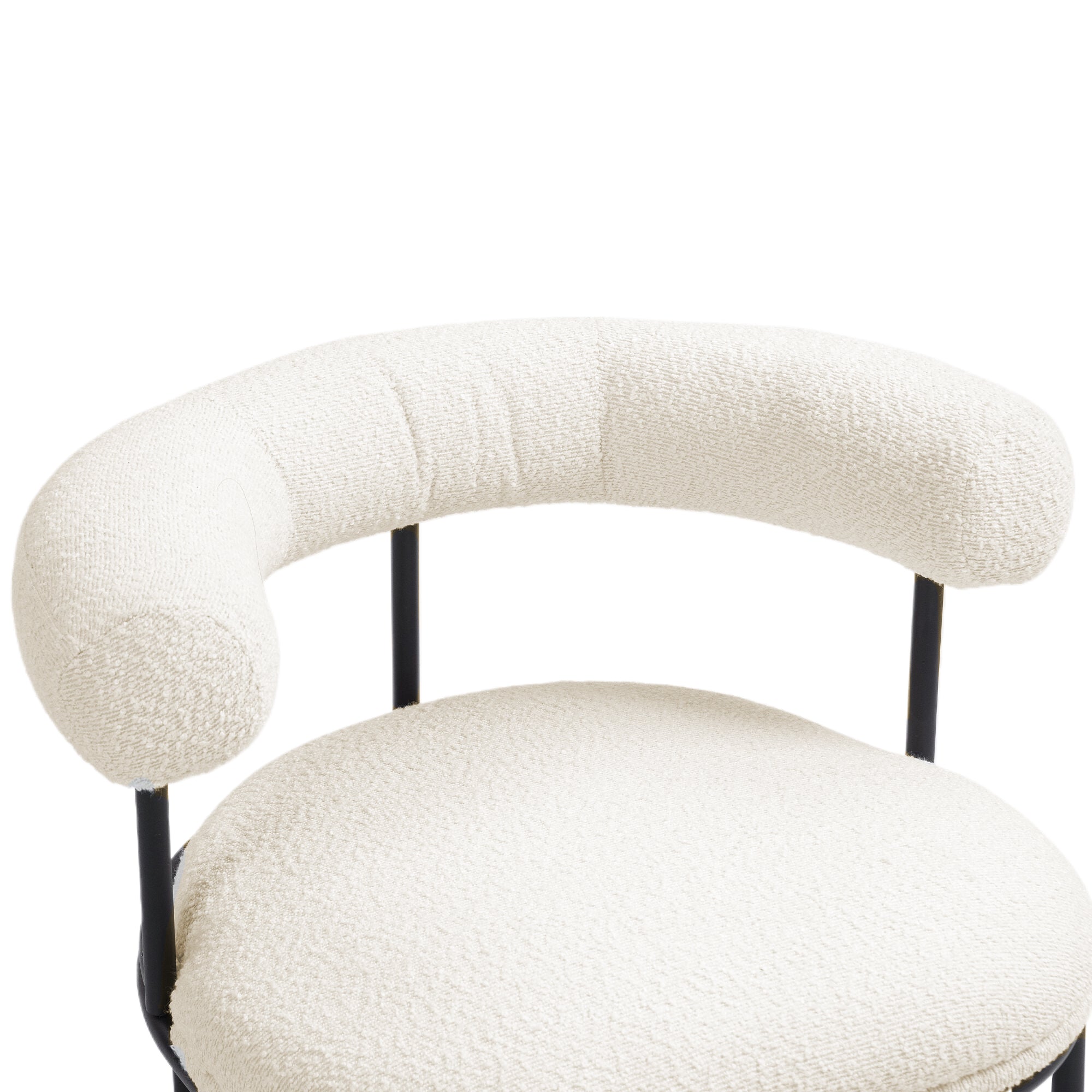 Ensemble de deux chaises de salle à manger COOLCOOL Boucle, chaise médiévale moderne à dossier incurvé, coussin rond (Boucle beige)
