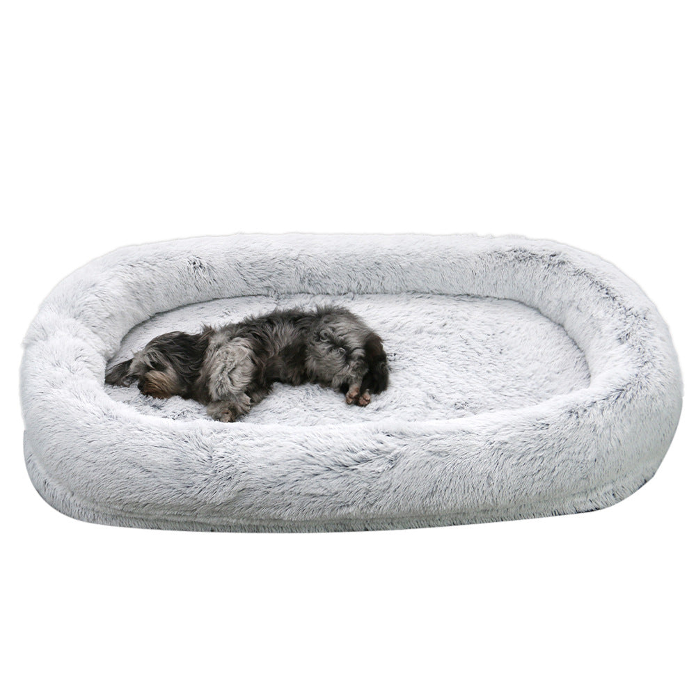 Niche pour chien, chaude en hiver, amovible et lavable, grand tapis en éponge, matelas de couchage pour animaux de compagnie