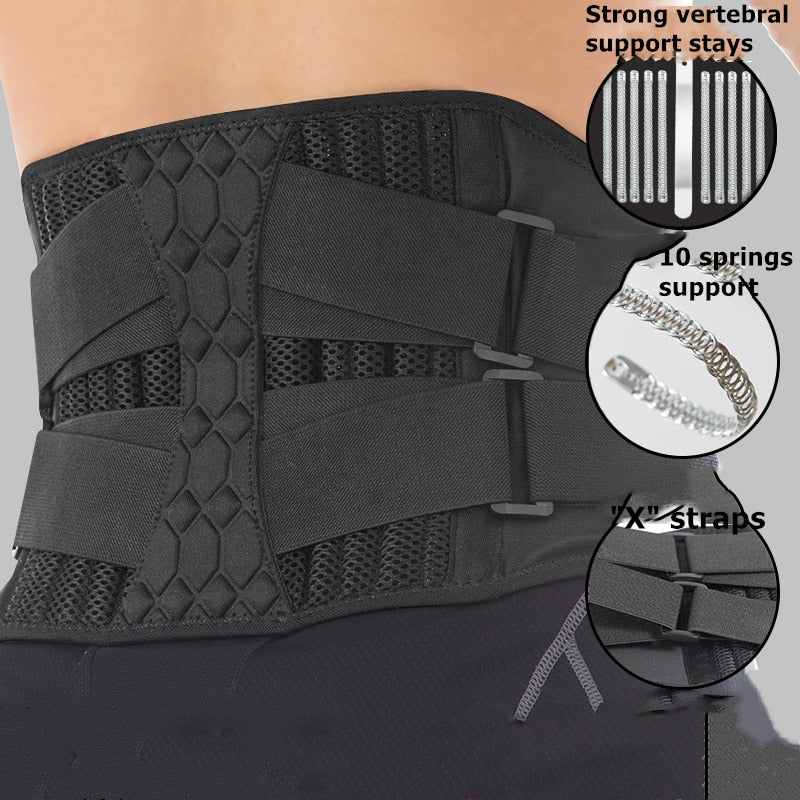 Ceinture de soutien lombaire, corset de soutien solide pour le bas du dos, ceinture de sudation fine pour soulager les douleurs sportives. Nouveau