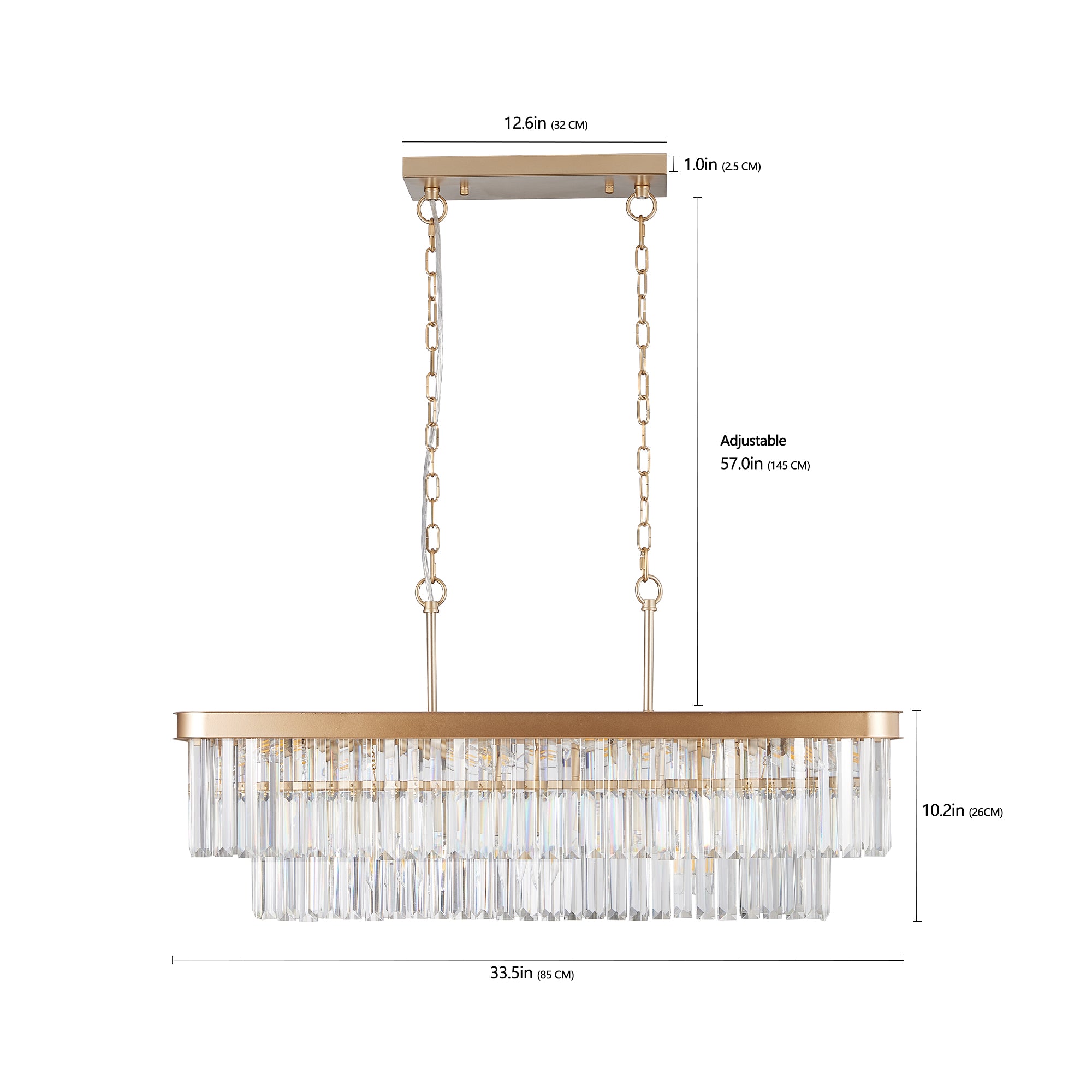 Chandeliers,Rectangular Crystal Chandelier Adjustable,E12 Modern Industrial Crystal Lights (Bulb Not Included)