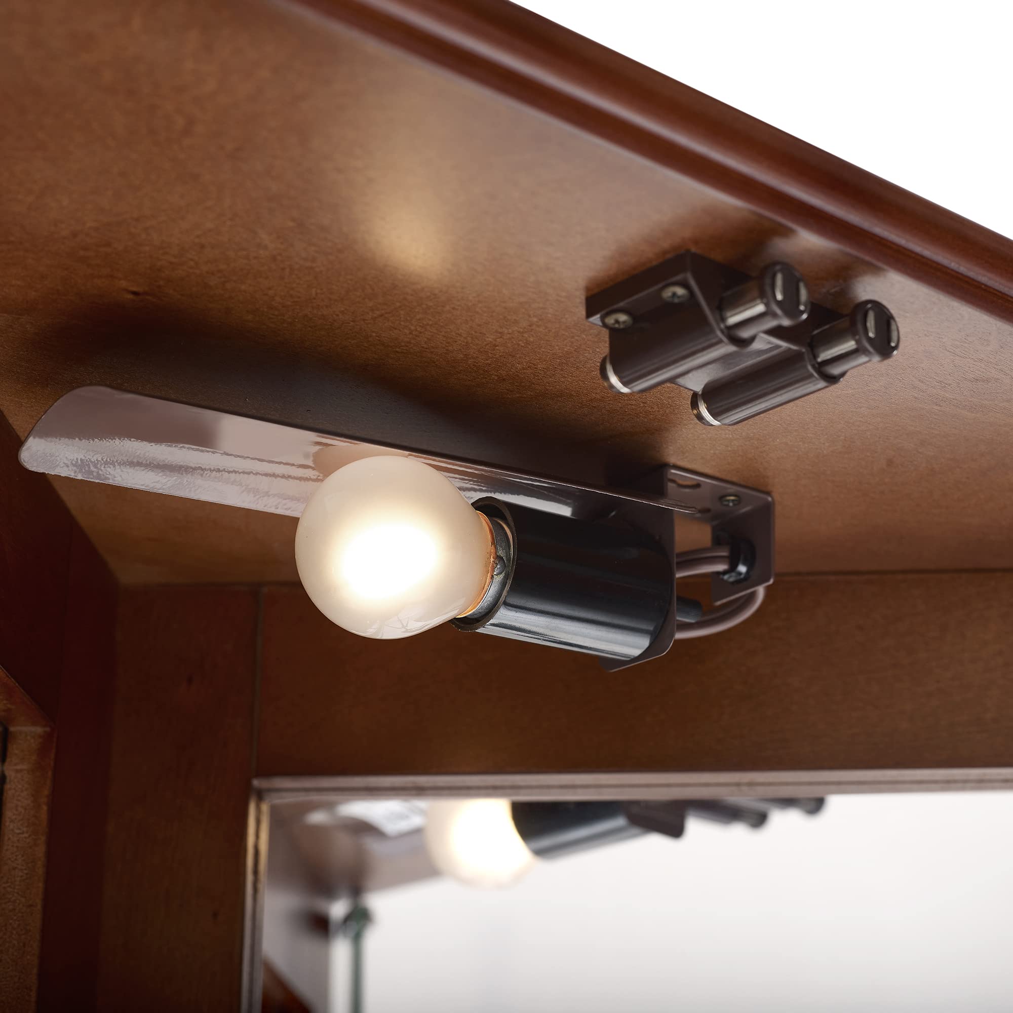 Vitrine d'angle avec éclairage, étagères réglables en verre trempé, dos miroir, noyer (ampoule E26 non incluse)