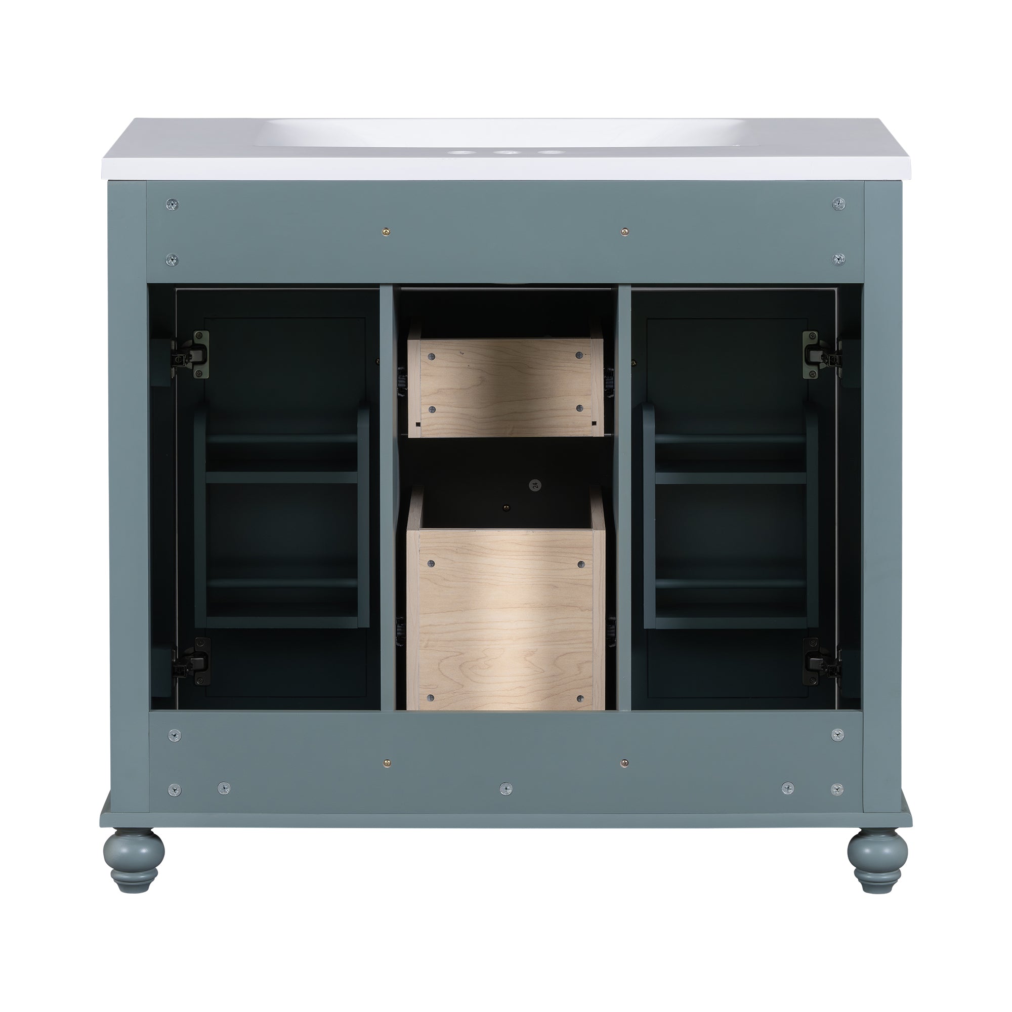 Armoire à miroir moderne de 36 pouces avec étagères réglables, 2 portes à fermeture douce et 6 organisateurs de portes d'armoire de rangement à tiroirs