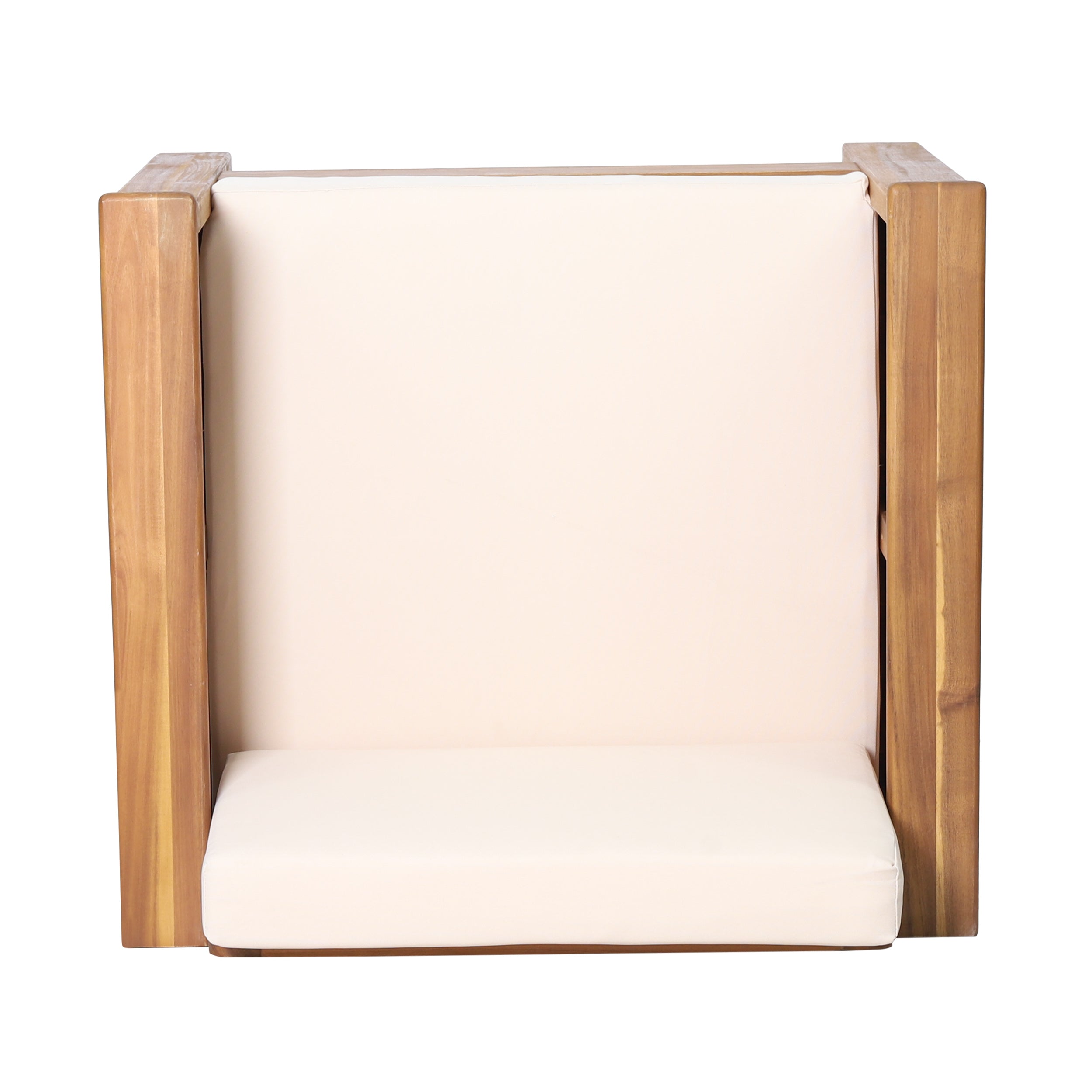 (Lot de 2) Chaises club d'extérieur en bois d'acacia avec coussins, teck + beige, 27,75"P x 32"L x 27,75"H