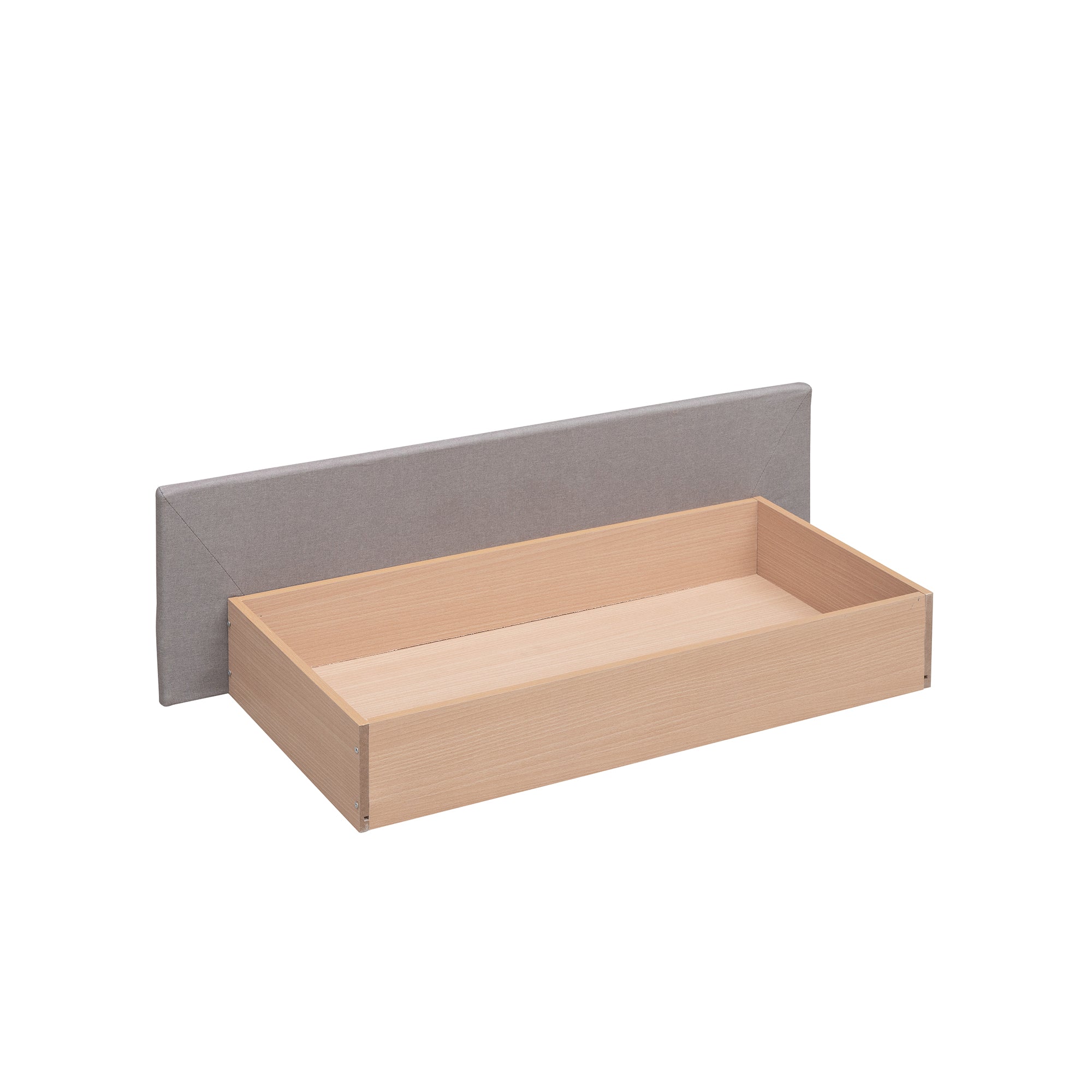 Lit plateforme rembourré avec 2 tiroirs et 1 lit gigogne simple XL en tissu lin, taille Queen - Gris clair