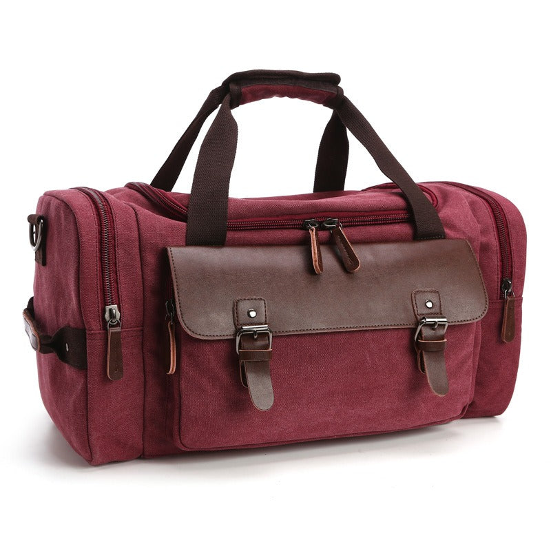 Sac fourre-tout décontracté vintage de grande capacité, sac de voyage en cuir synthétique et toile