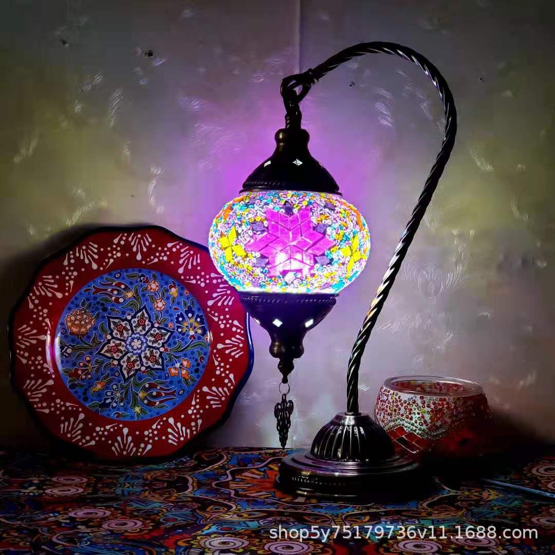 Table de chevet en mosaïque rétro marocaine exotique, coiffeuse Little Swan Cafe, table basse, lampe décorative