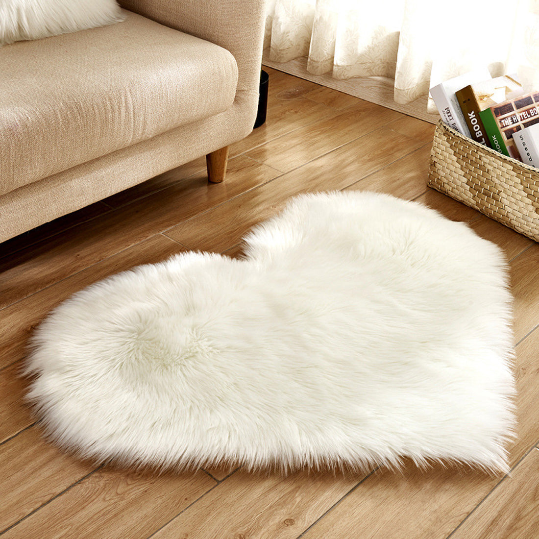 Tapis Love Heart en laine artificielle, tapis de sol en fausse fourrure, tapis de salon doux et moelleux, tapis de chambre à coucher