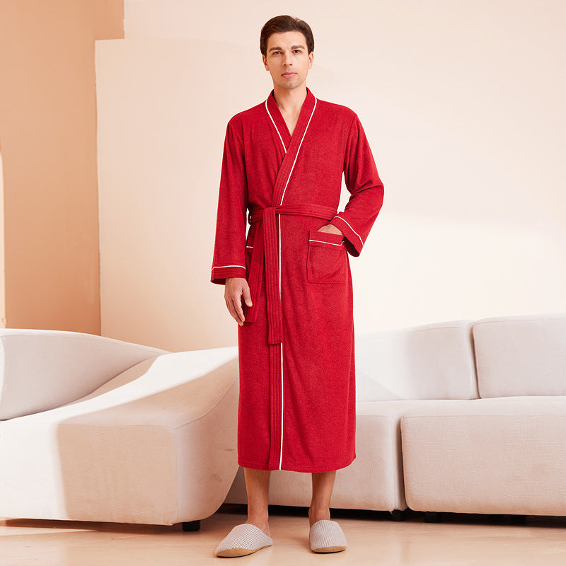 Peignoir homme et femme serviette tissu yukata à manches longues serviette de bain peignoir absorbant séchage rapide style quatre saisons