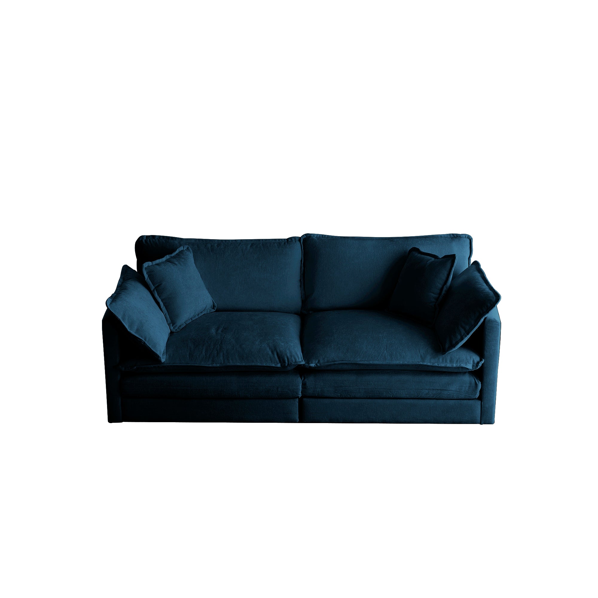 Canapé causeuse moderne en tissu pour salon, canapé 2 places rembourré, grande taille, siège profond, avec 4 oreillers, chenille bleue