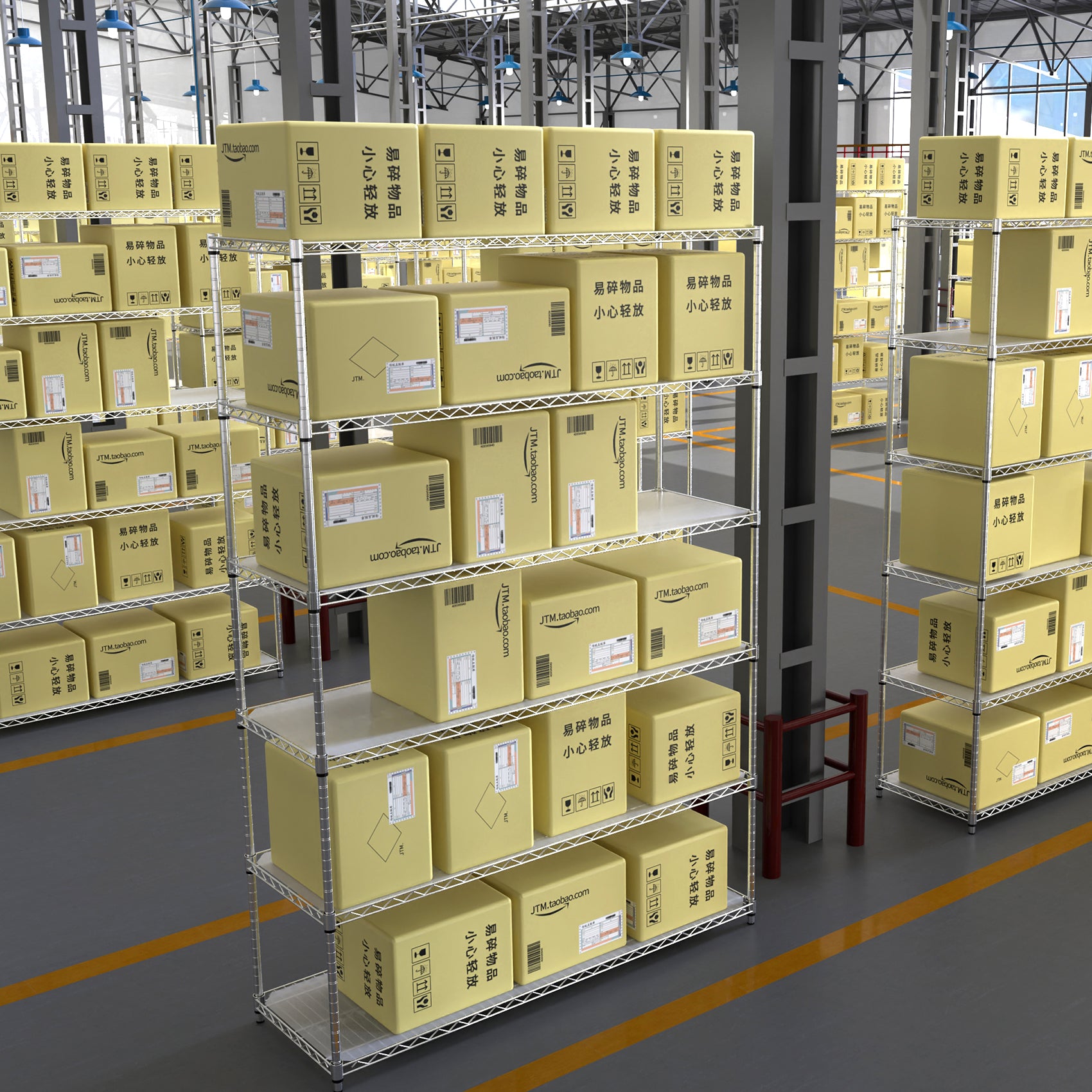 Étagère métallique à 6 niveaux, capacité de charge de 6 000 lb, réglable en hauteur, avec roulettes, conforme à la norme NSF