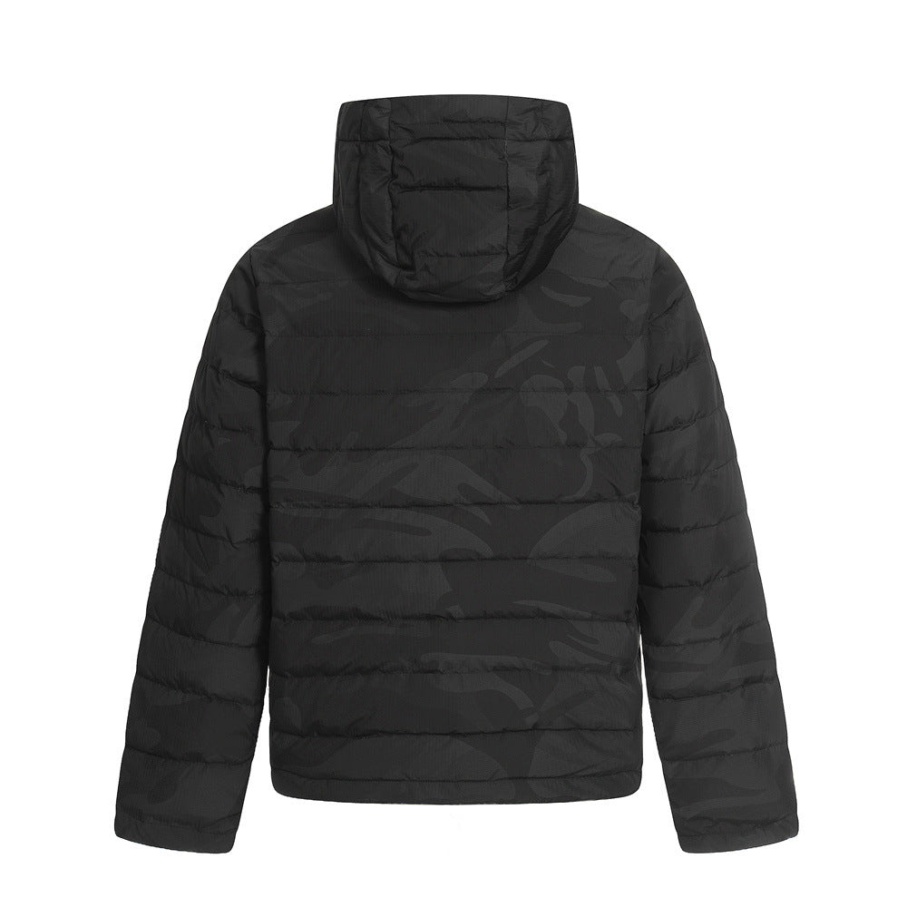 Street Style Men's Hooded Irregular Zipper Loose Fit Duck Down Jacket Coat
