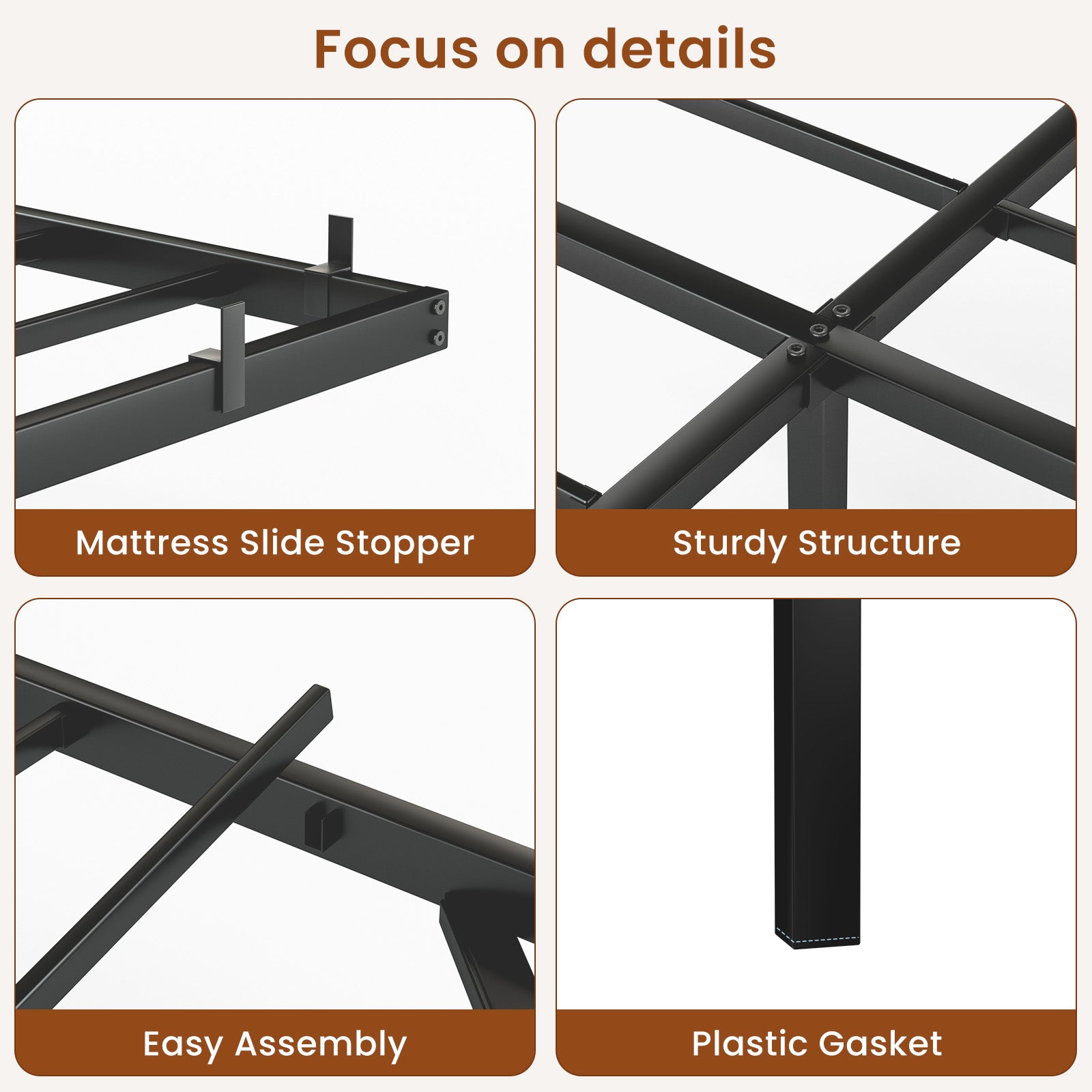 Floating Bed Frame King Size with LED Lights & charging station, Metal Platform Queen Bed, 79.9'' L x 76.2'' W x 7.9'' H.