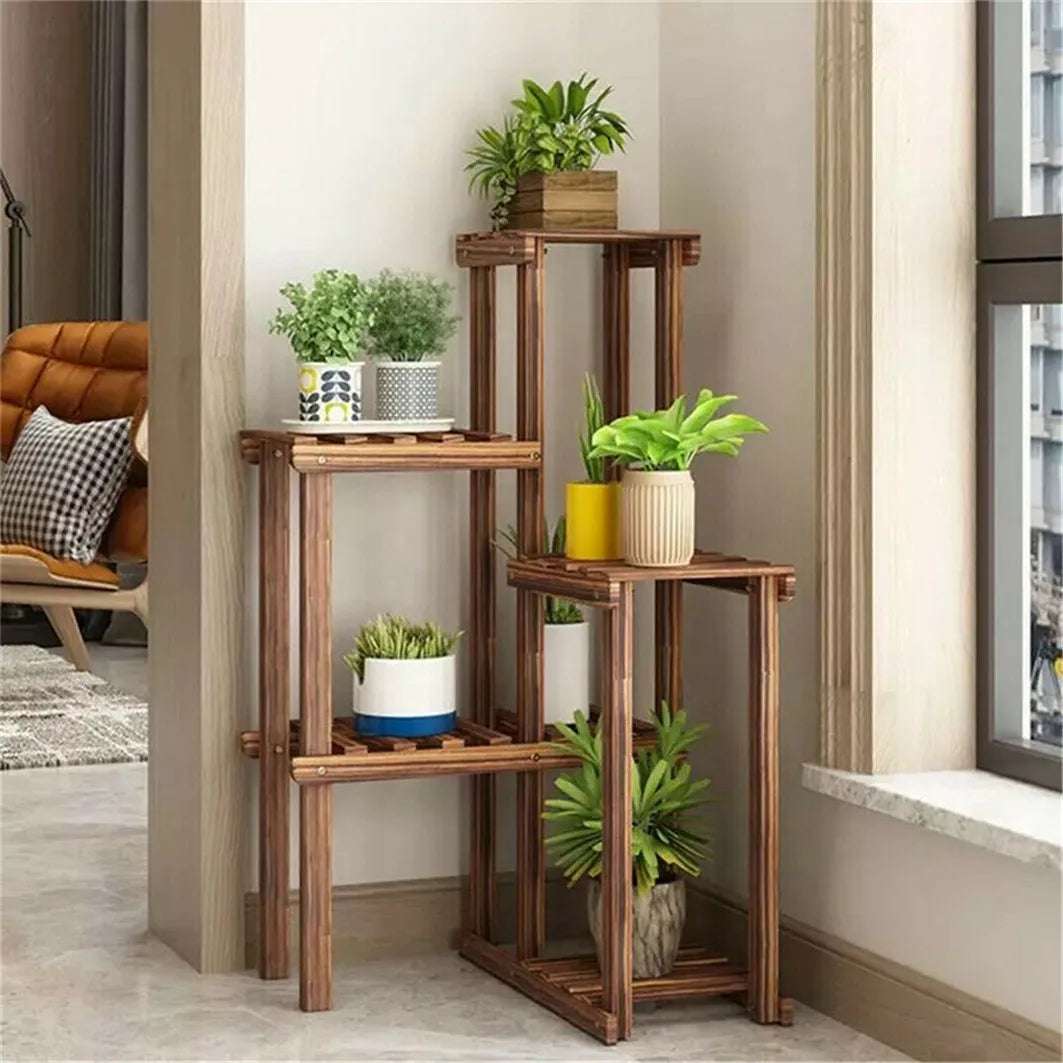 Support d'angle pour plantes, étagère en bois à 6 niveaux, pour intérieur et extérieur, jardin, terrasse, présentoir pour fleurs, plantes grasses, pots de fleurs