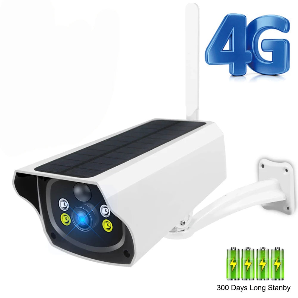 Caméra solaire HONTUSEC 1080P WiFi IP 4G LTE, carte SIM, batterie sans fil, alarme PIR extérieure, énergie solaire 4G