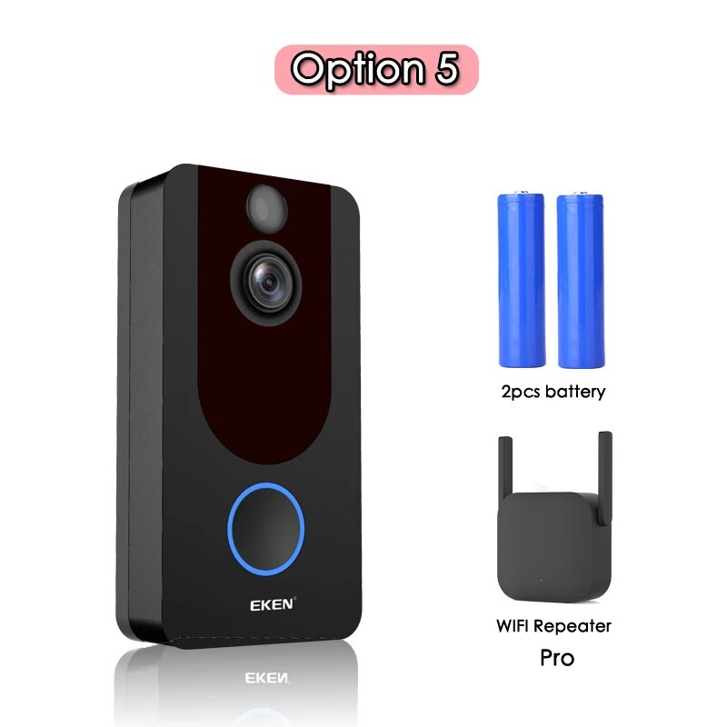 EKEN V7 HD 1080P Smart WiFi Vidéo Sonnette Caméra Interphone Visuel Vision Nocturne IP Sonnette Caméra de Sécurité Sans Fil